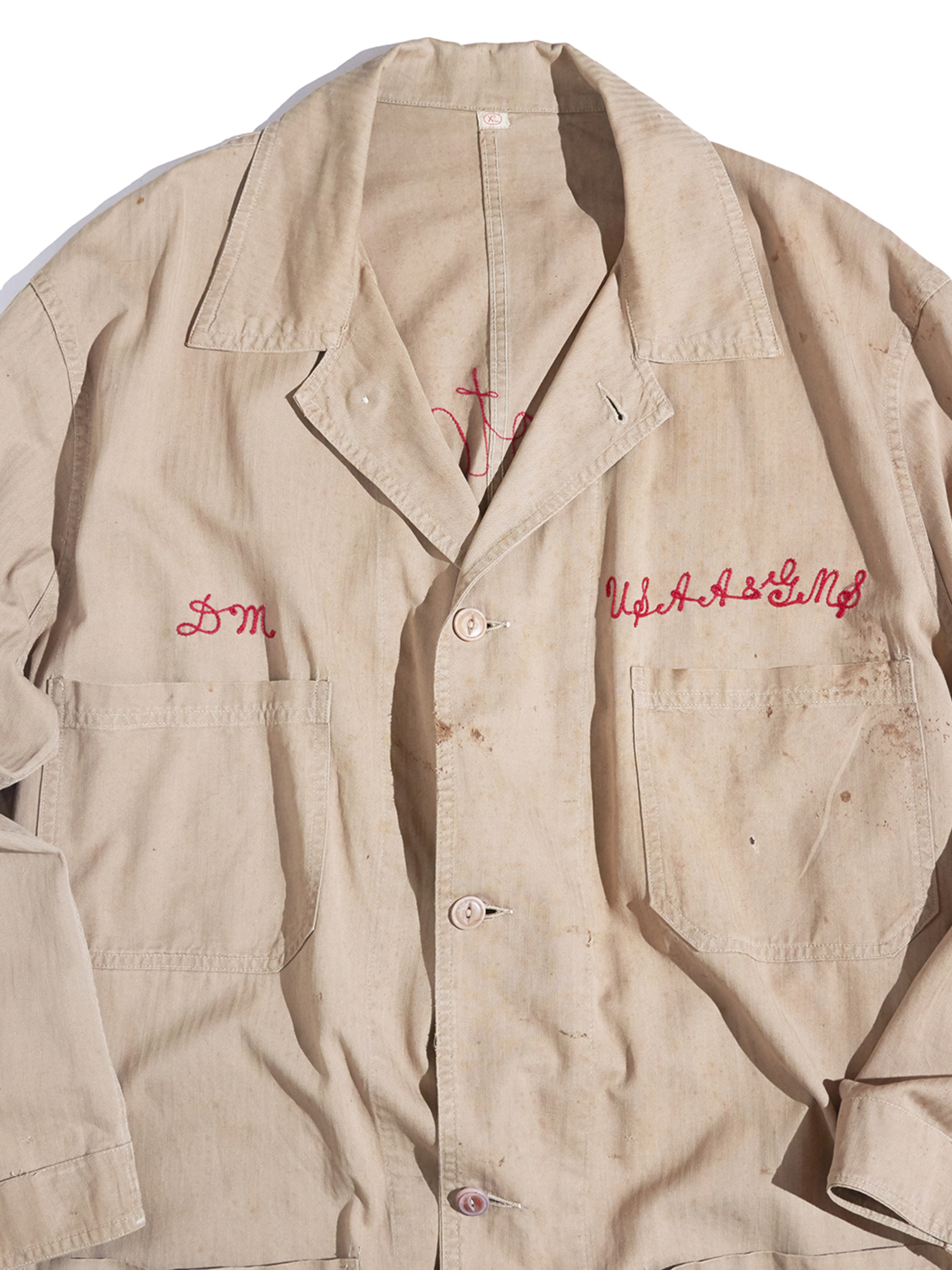 1950-60s "unknown" HBT engineer coat -BIEGE-