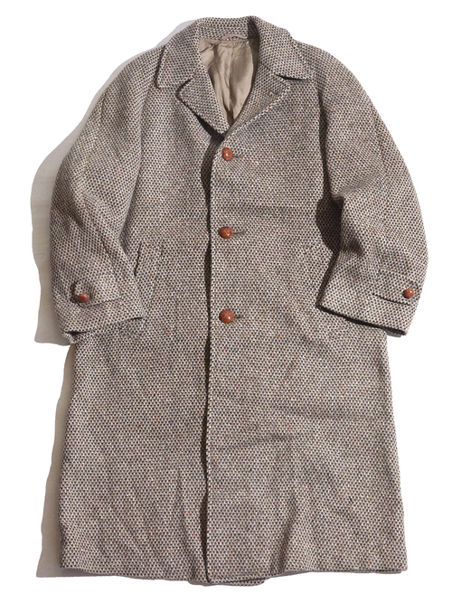 1970s "unknonw" custom raglan wool coat -BROWN-