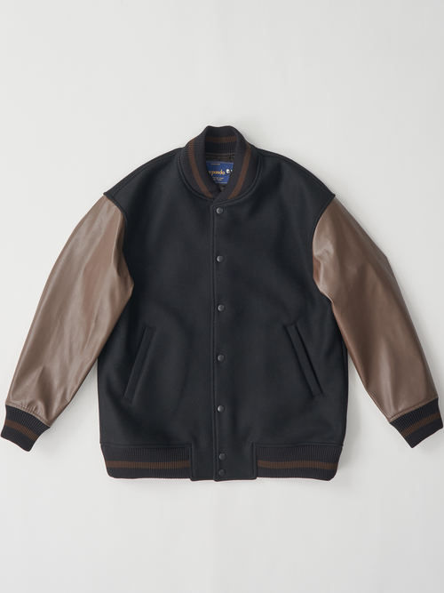 【受注商品】embroidery stadium jacket・BLACK×BROWN
