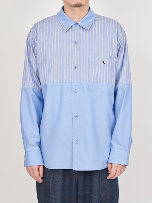 【受注商品】fake round collar shirt・LT.BLUE