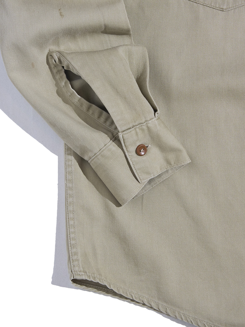 1960s "DUBBLE WARE" cotton twill work shirt -KHAKI-