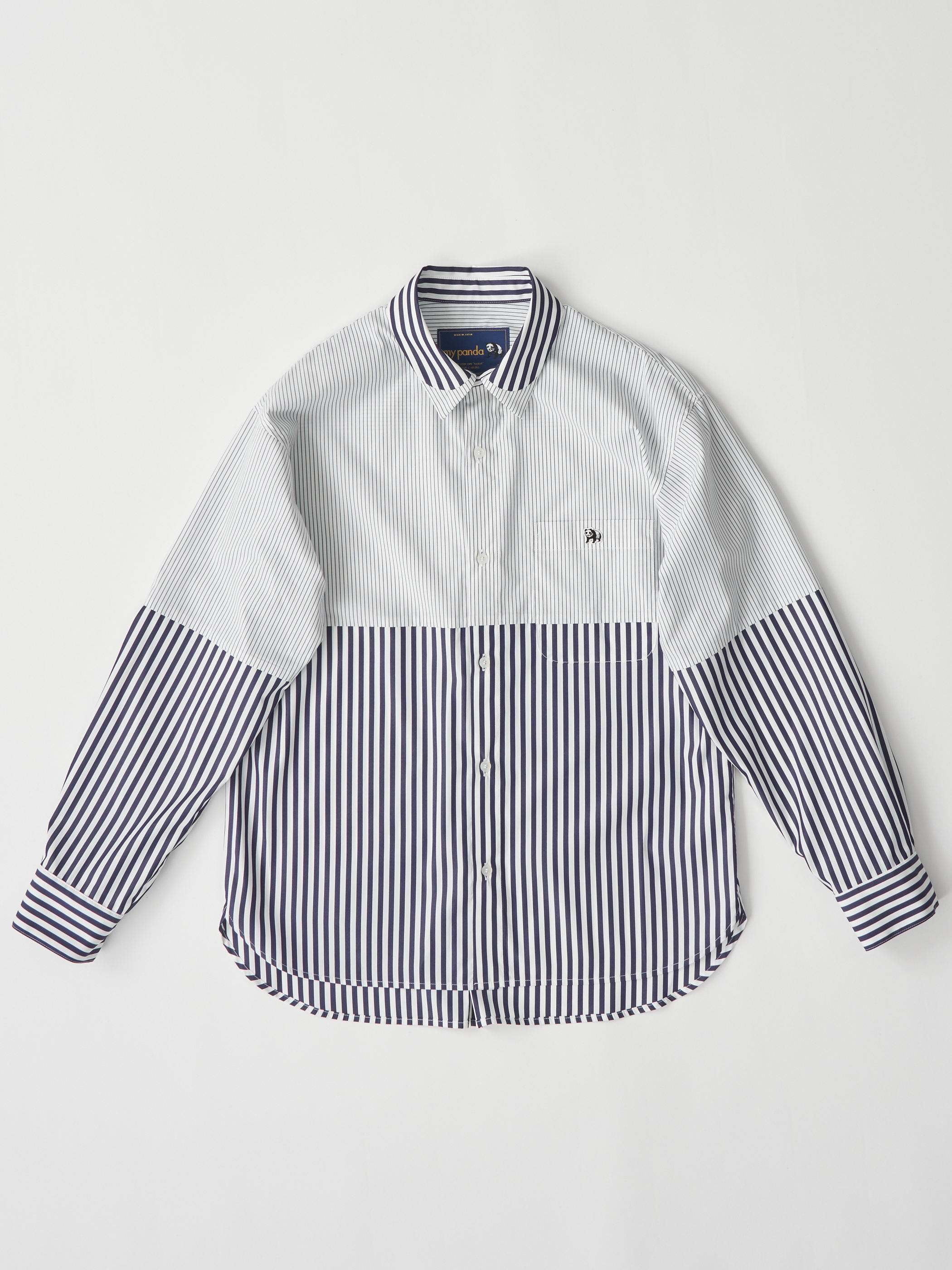 【受注商品】fake round collar shirt・WHITE×NAVY