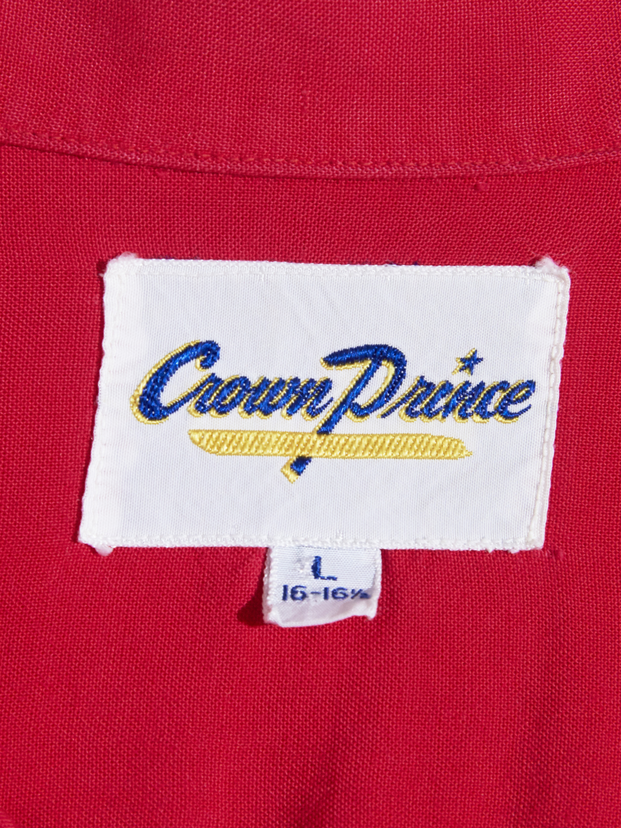 1960s "Crown Prince" s/s rayon embroidery shirt -RED-