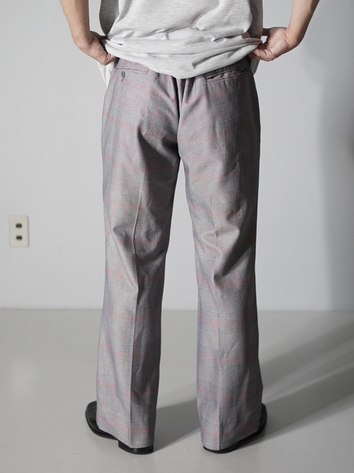 1970's~ Glen check boot cut poly dress pants