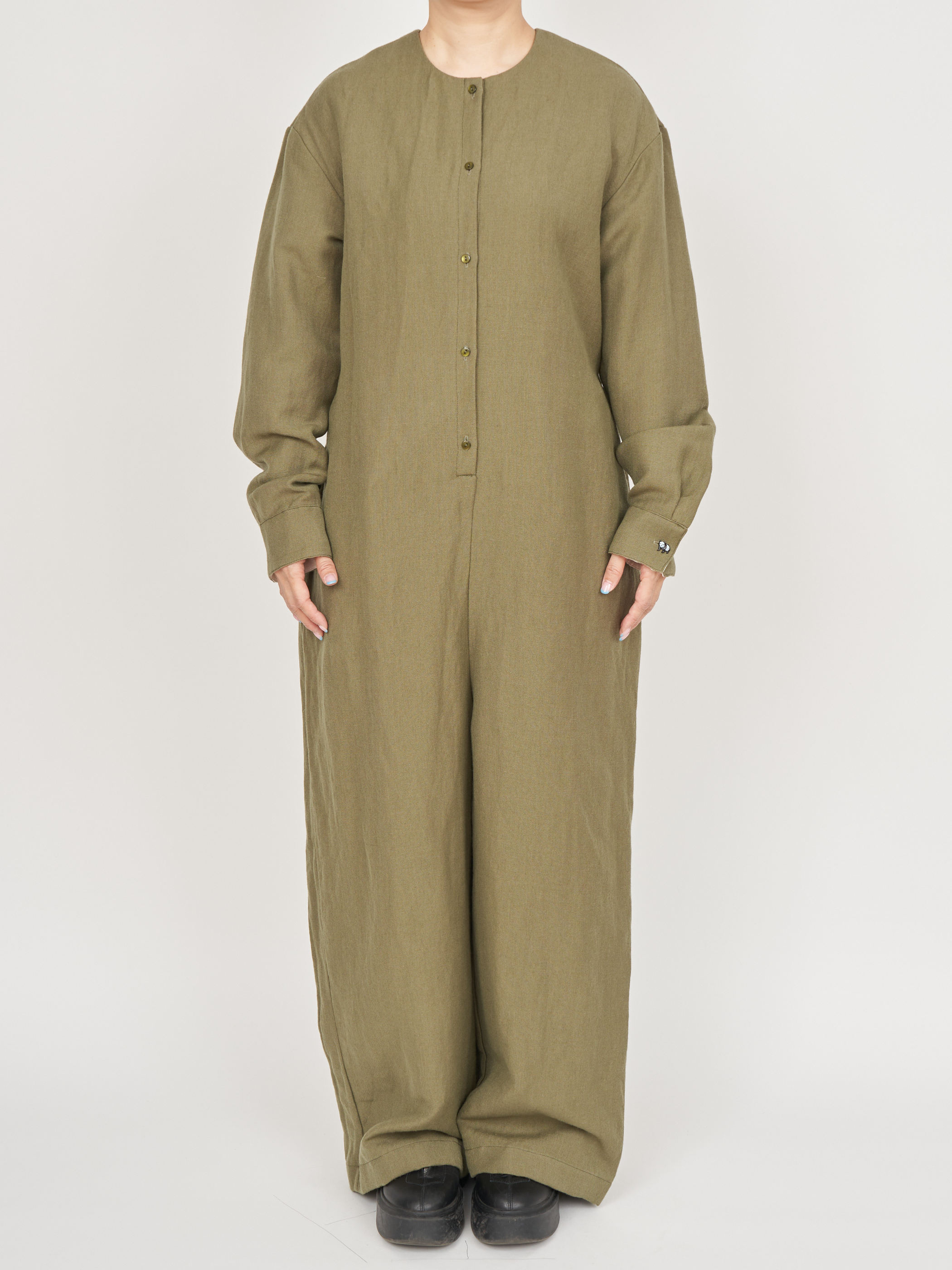 【受注商品】panda rompers・KHAKI×WHITE