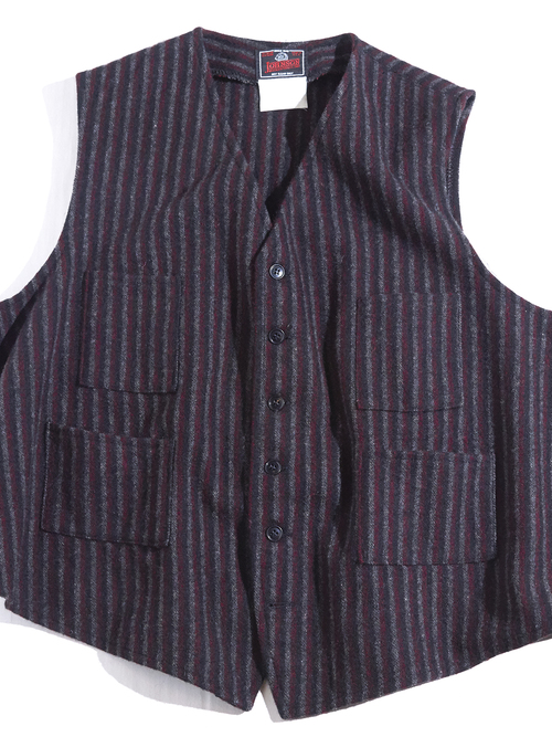 1980s "JOHNSON" wool stripe vest -BURGANDY- <SALE¥9000→¥7200>