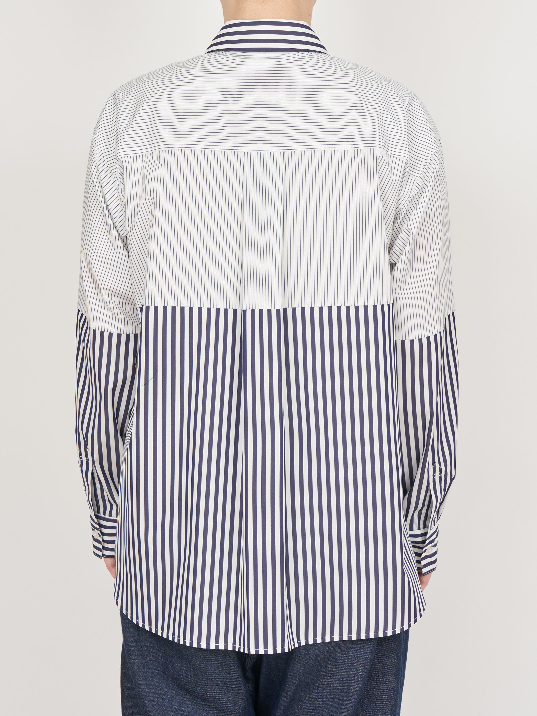 【受注商品】fake round collar shirt・WHITE×NAVY