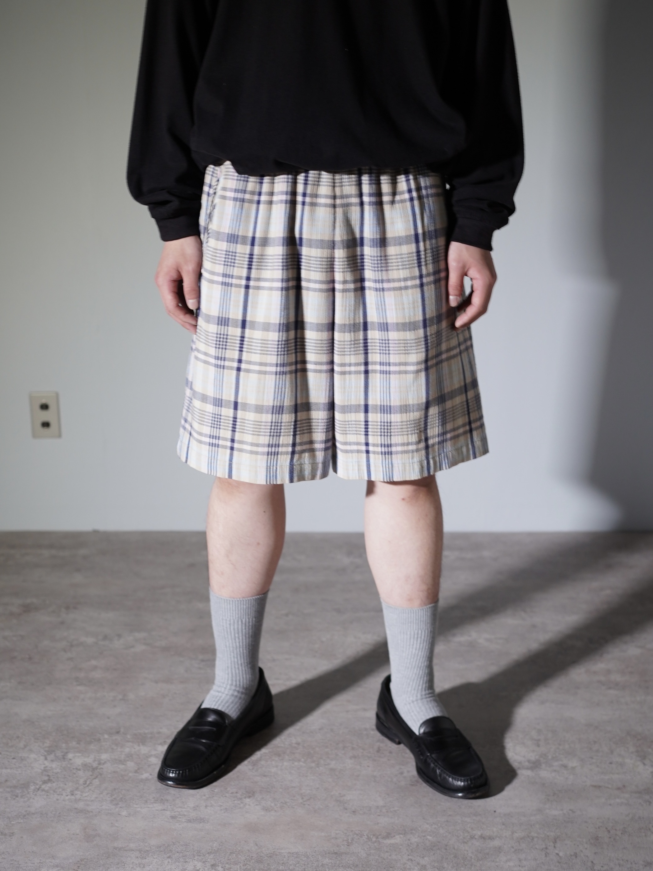 1990's KORET FRANCISCA Elastic Poly cotton check shorts / Made in Mexico