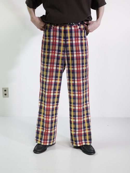 1970~ Unknown Seersucker flare check golf pants