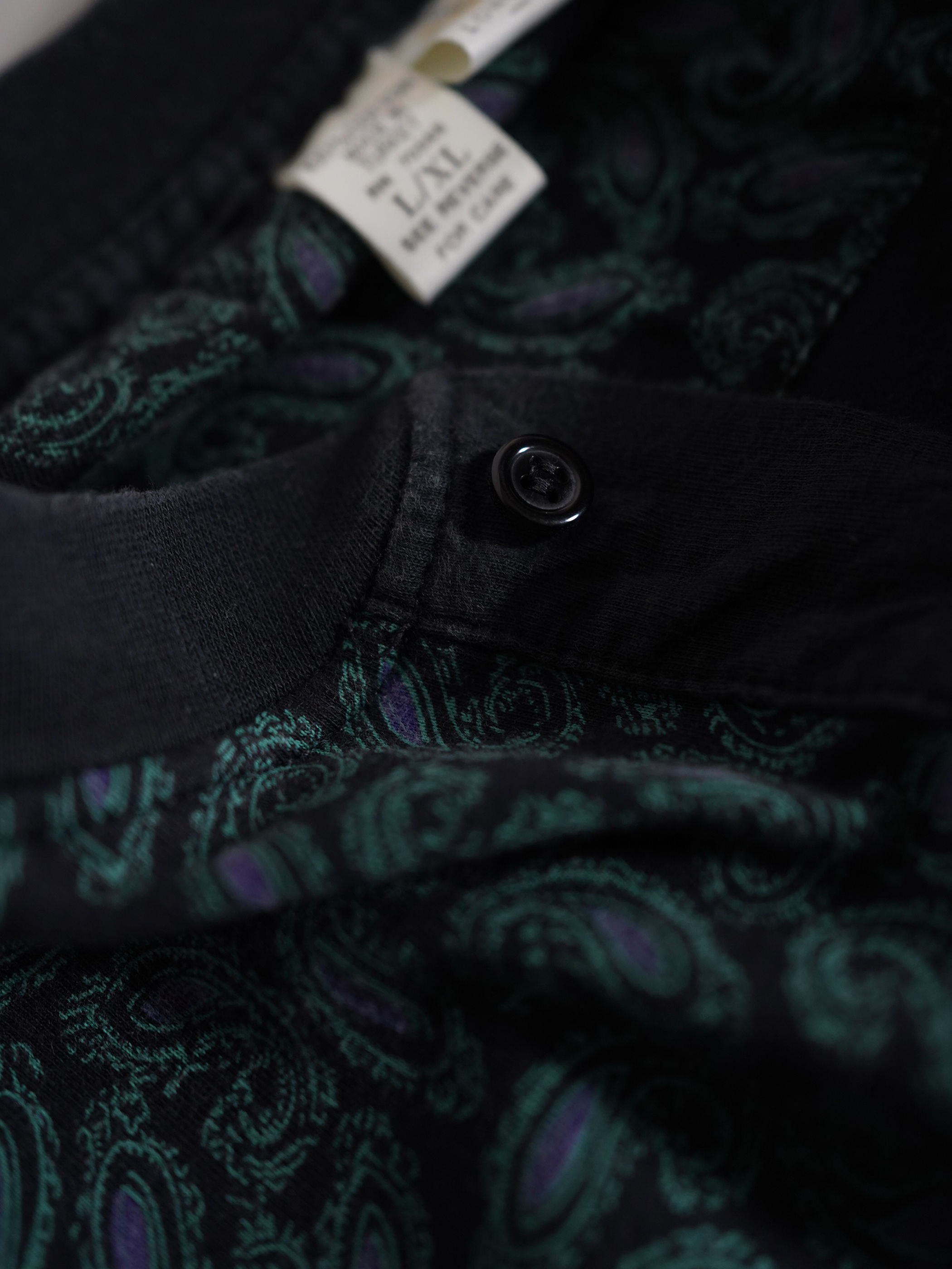 1990's Paisley pattern Henry-neck Tee / Made in Turkey
