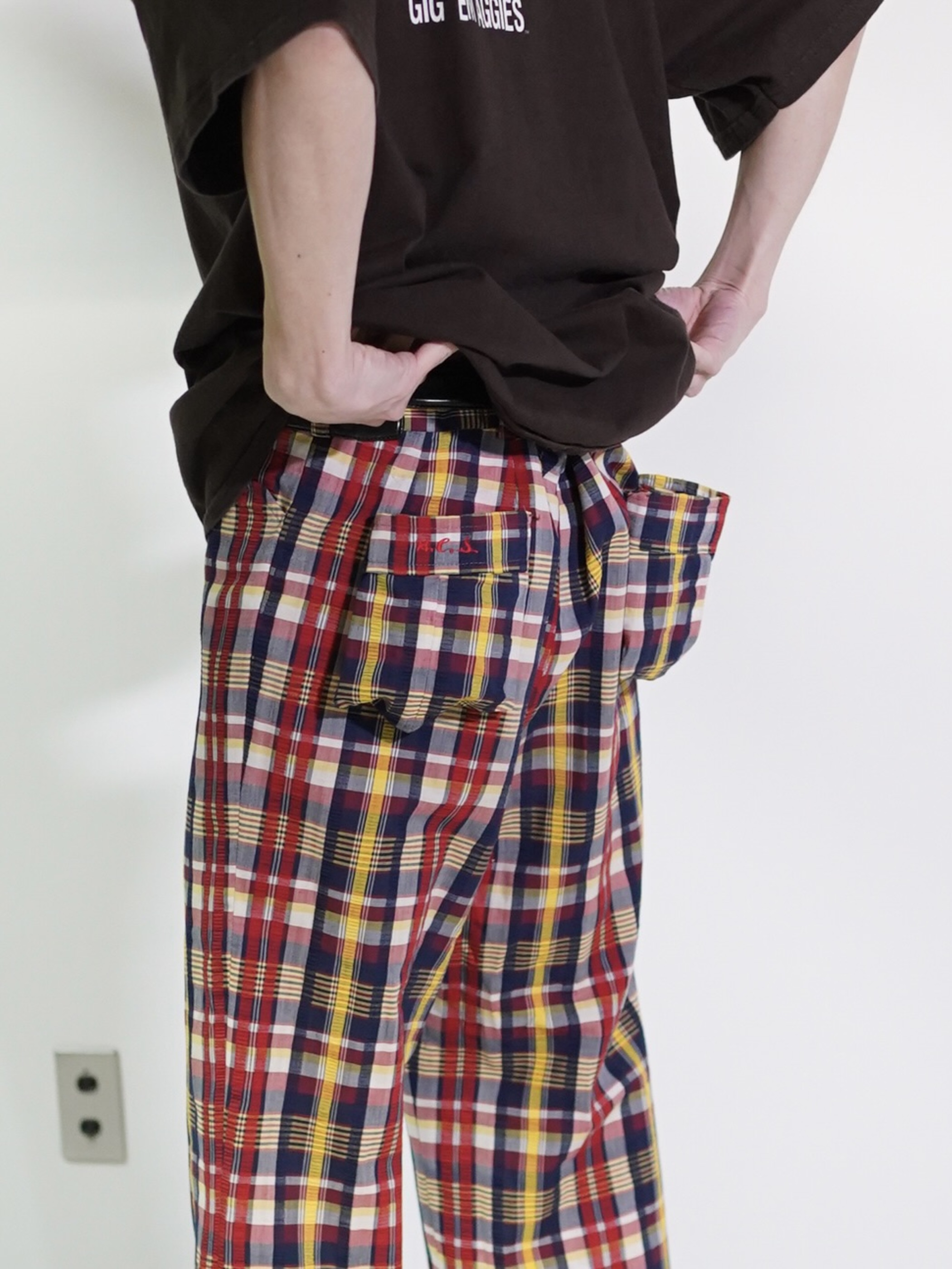 1970~ Unknown Seersucker flare check golf pants