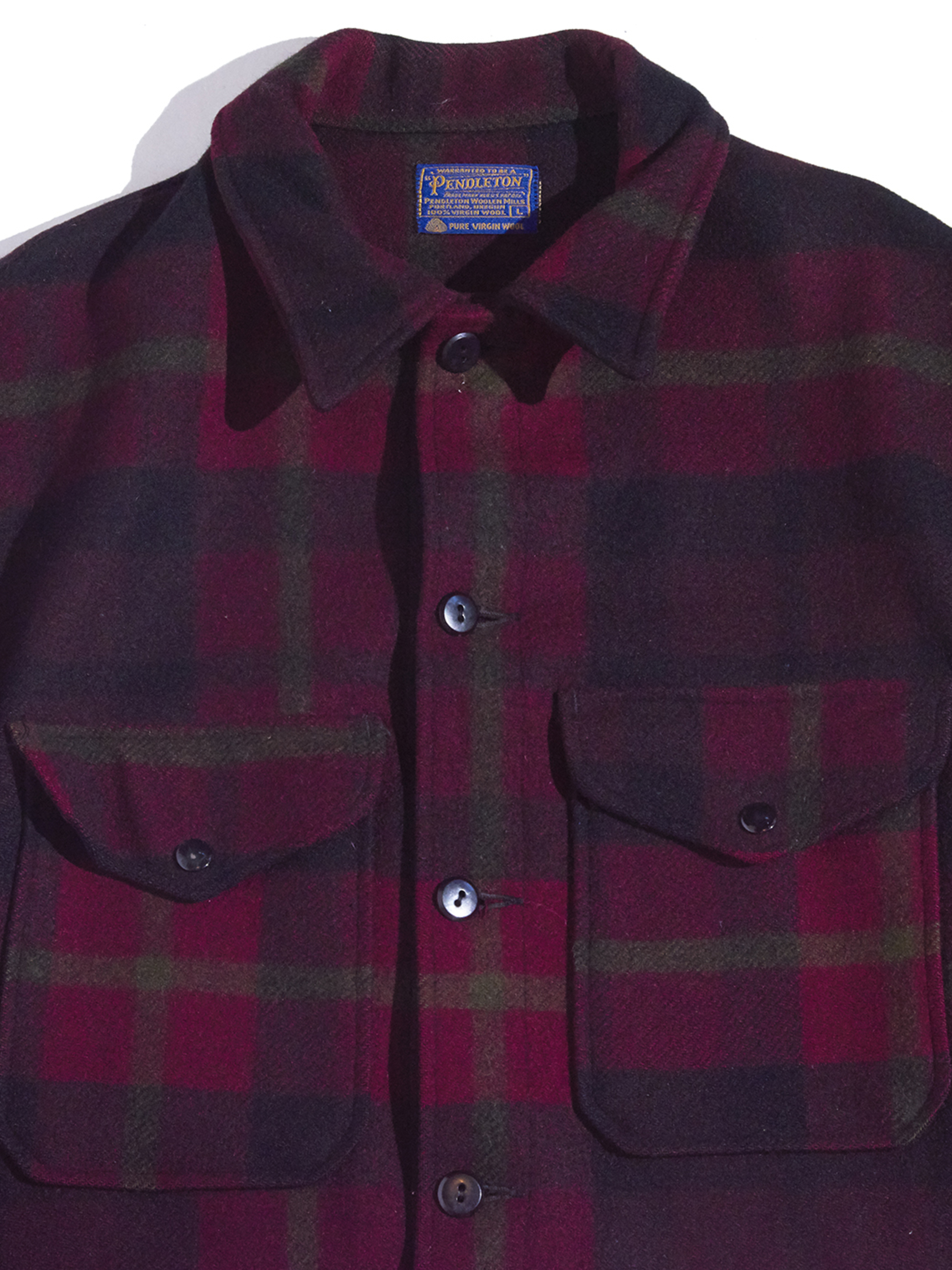 1960s "PENDLETON" wool check jac-shirt -BURGANDY-