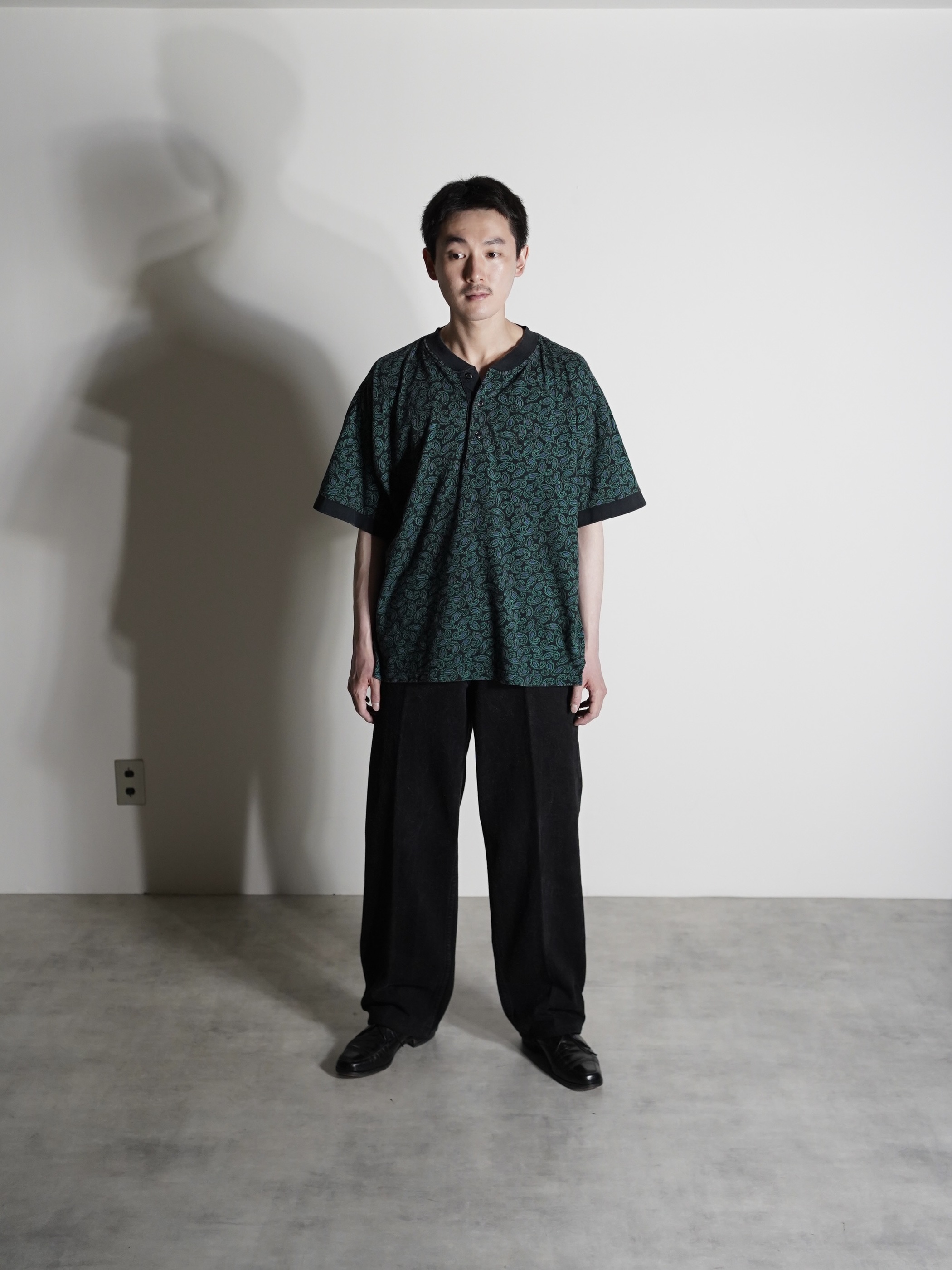 1990's Paisley pattern Henry-neck Tee / Made in Turkey