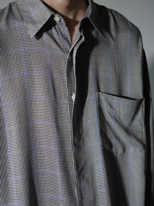 1990's PERRY ELLIS Houndstooth check 100% Rayon L/S shirts/Made in USA