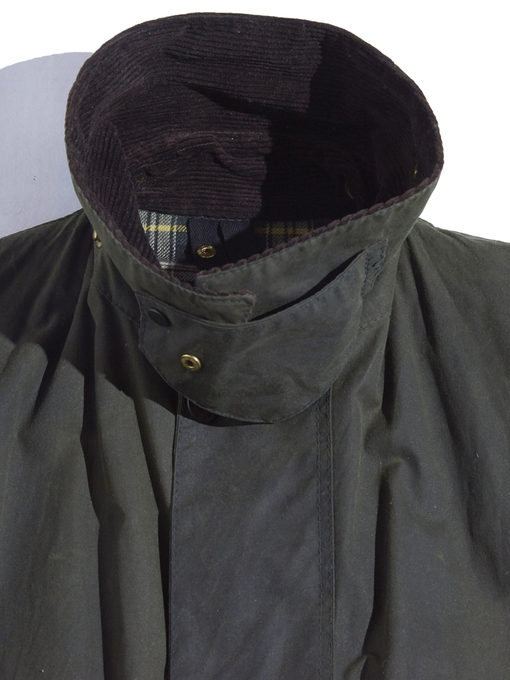 1980s "Barbour" 2warrant BORDER oiled jacket with hood -OLIVE GREEN-