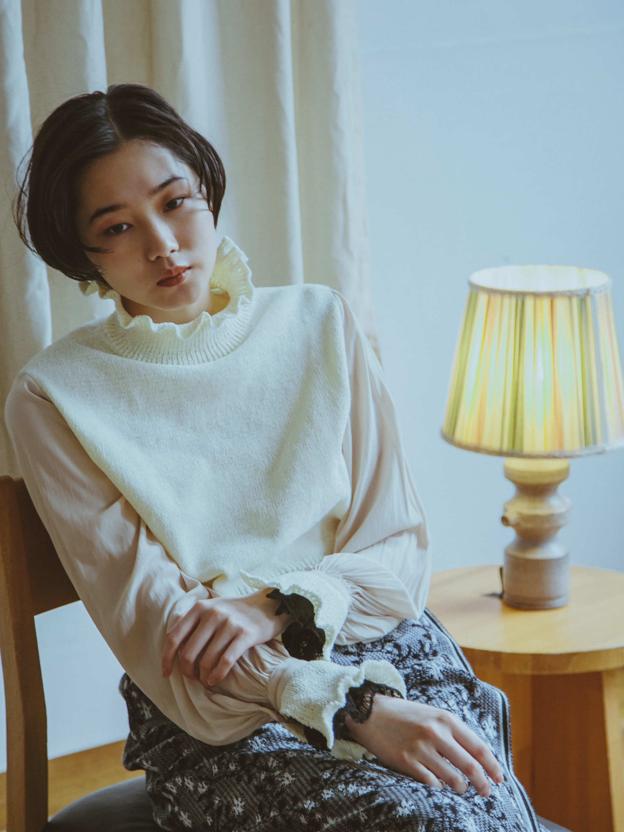YUKI SHIMANE / ユキシマネ | 2022AW | Bishop Sleeve knit tops ビショップ スリーブ ニット | F | ナチュラル | レディース YUKI SHIMANE / ユキシマネ | 2022AW | Bishop Sleeve knit tops