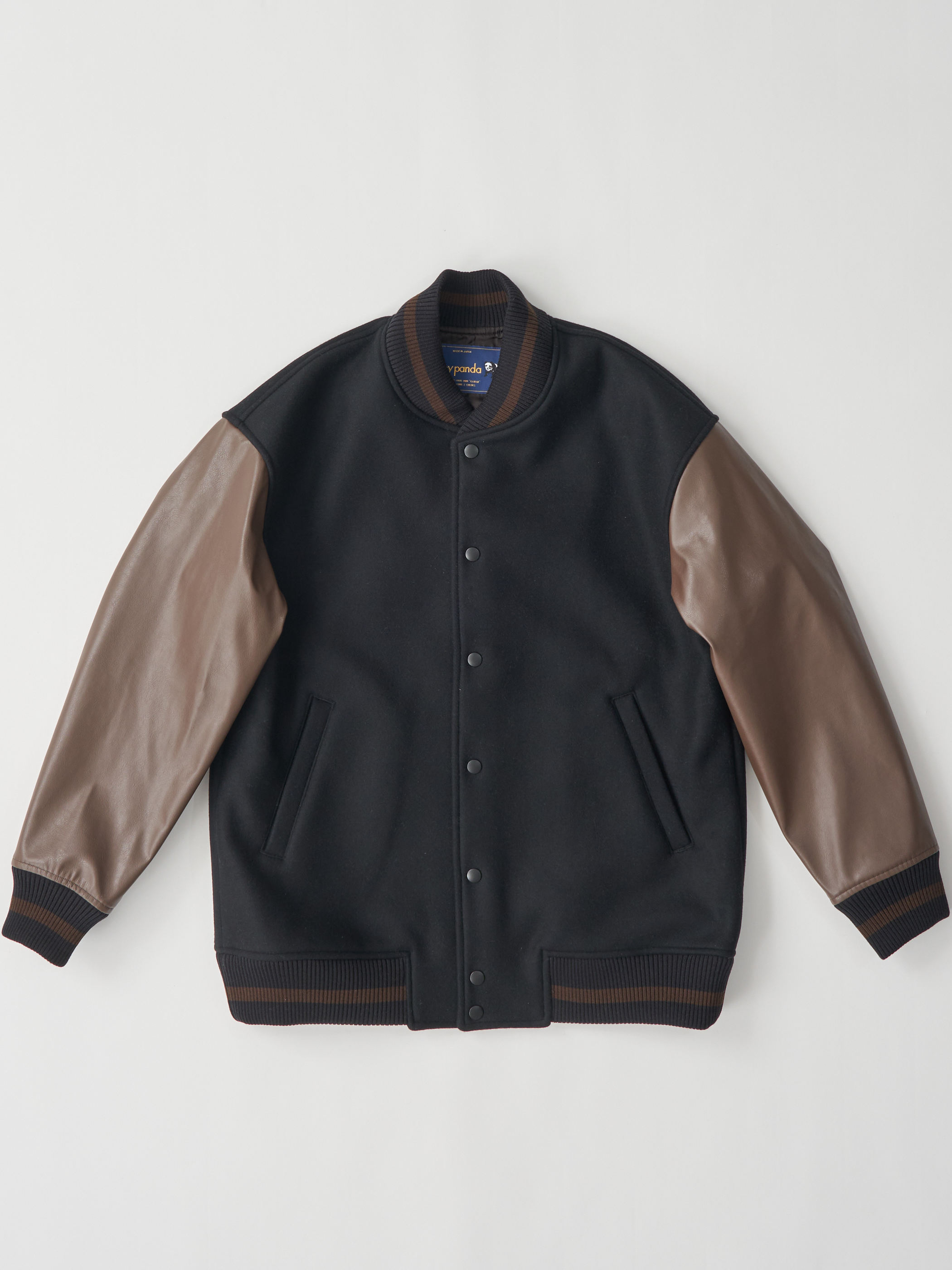 【受注商品】embroidery stadium jacket・BLACK×BROWN