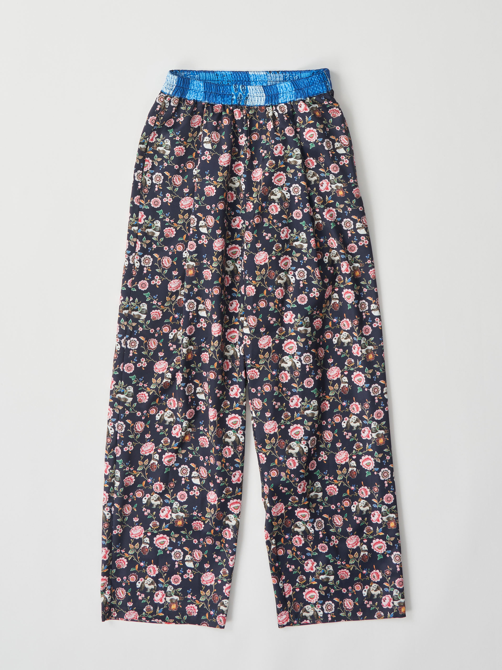 【受注商品】panda printed pajama pants・NAVY×BLUE