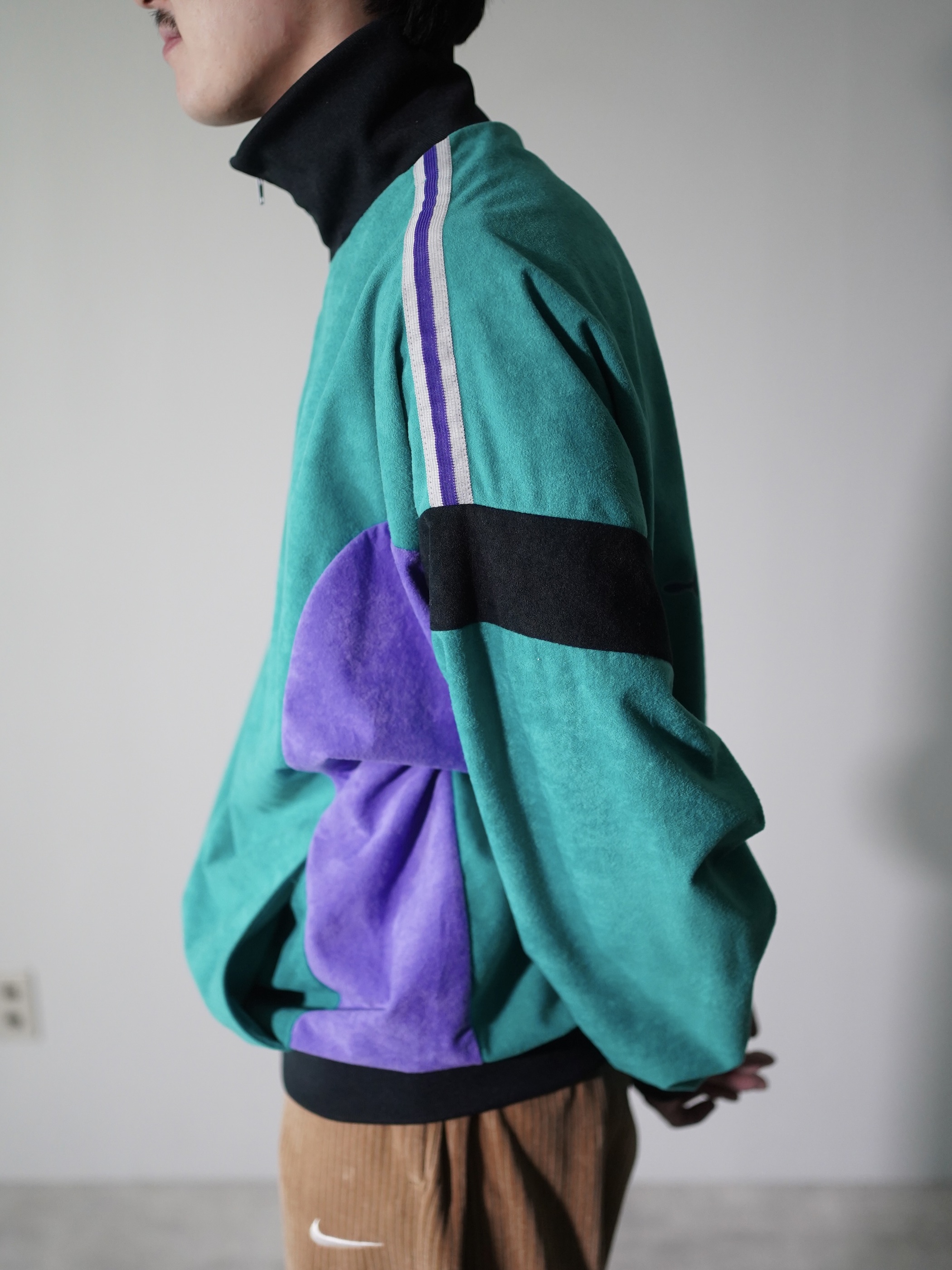 1980's Fake suède Back print track jacket/Made in France