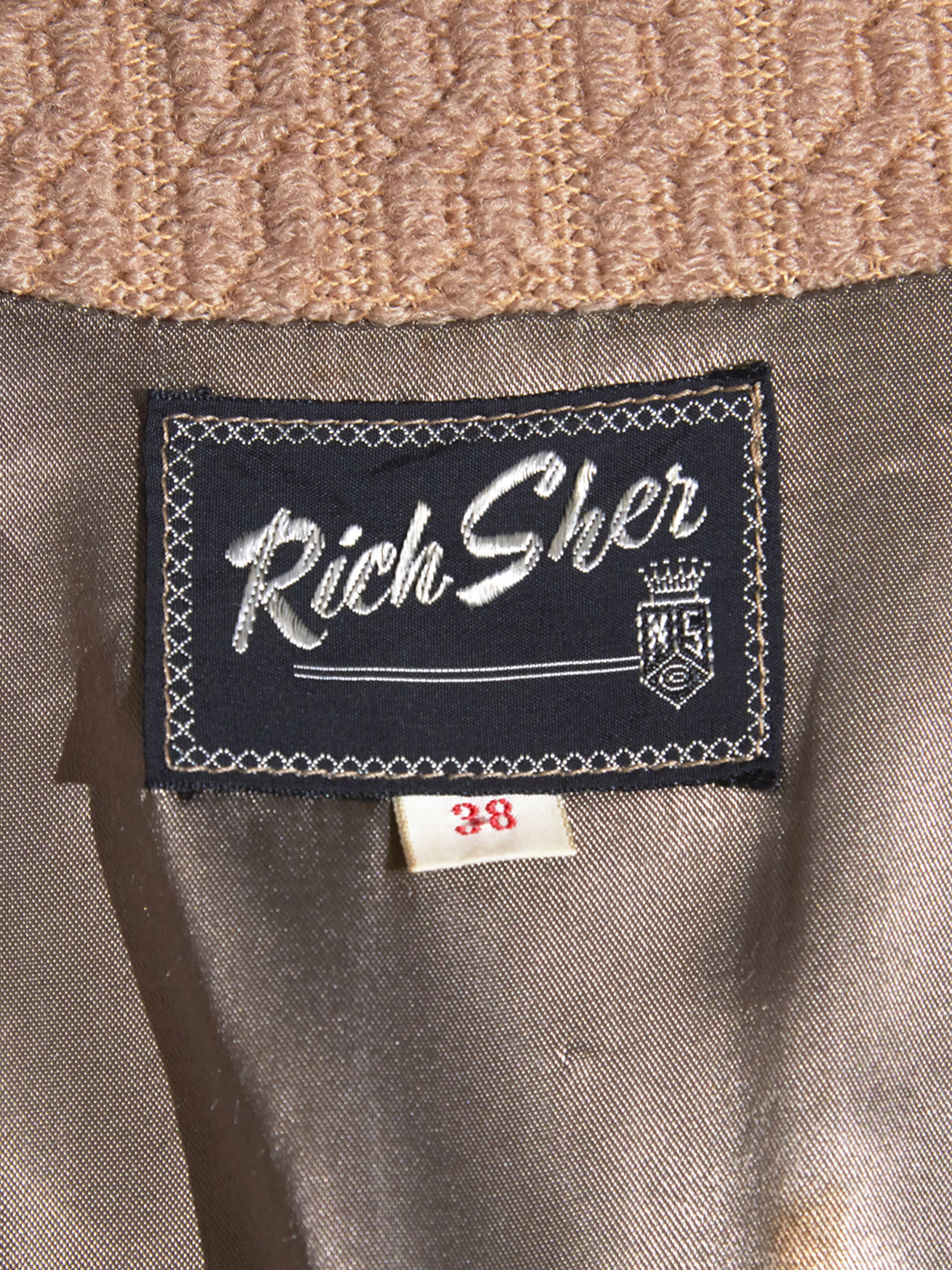 1960s "Rich Sher" collarless knit jacket -BEIGE-