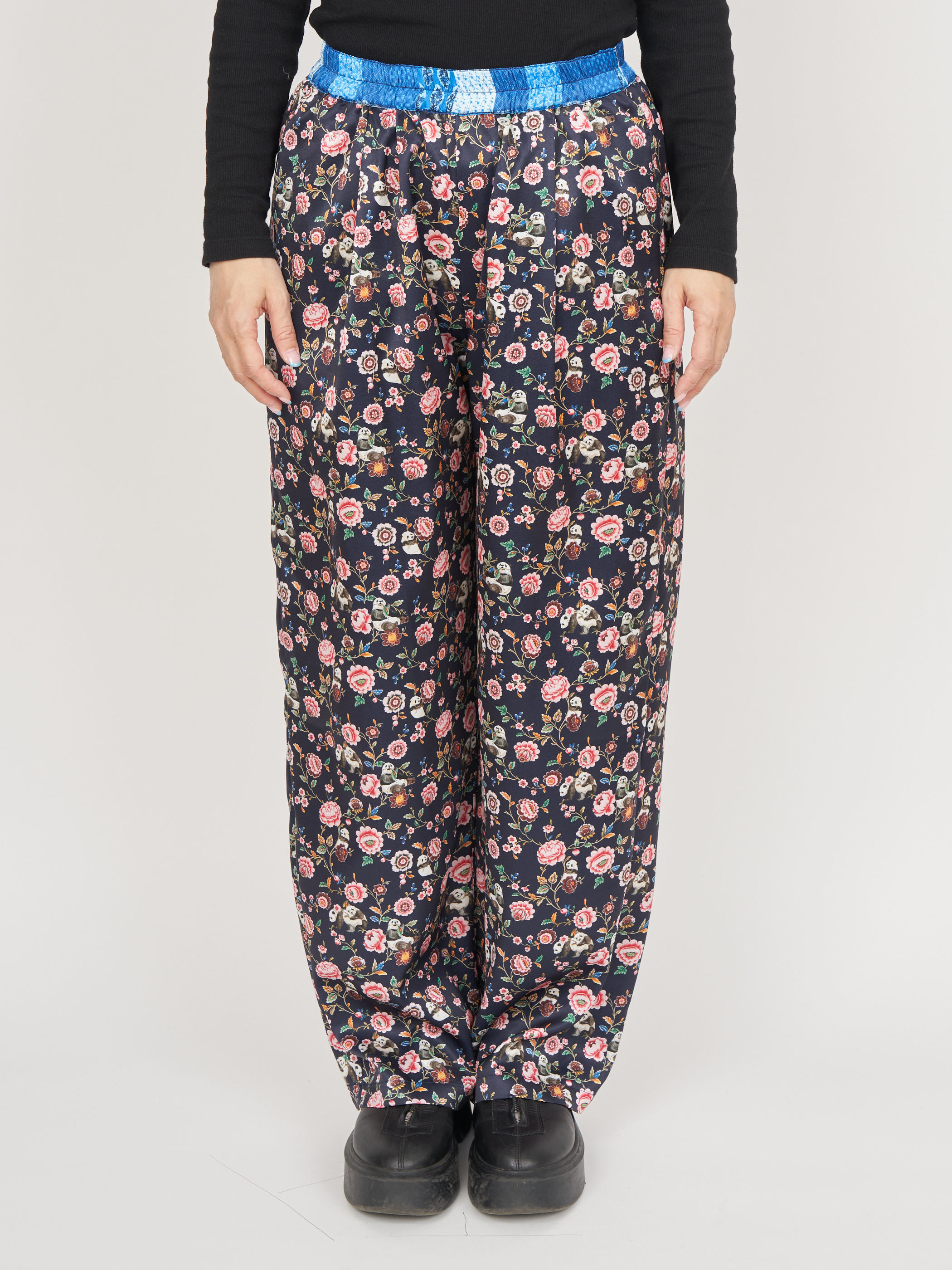 【受注商品】panda printed pajama pants・NAVY×BLUE