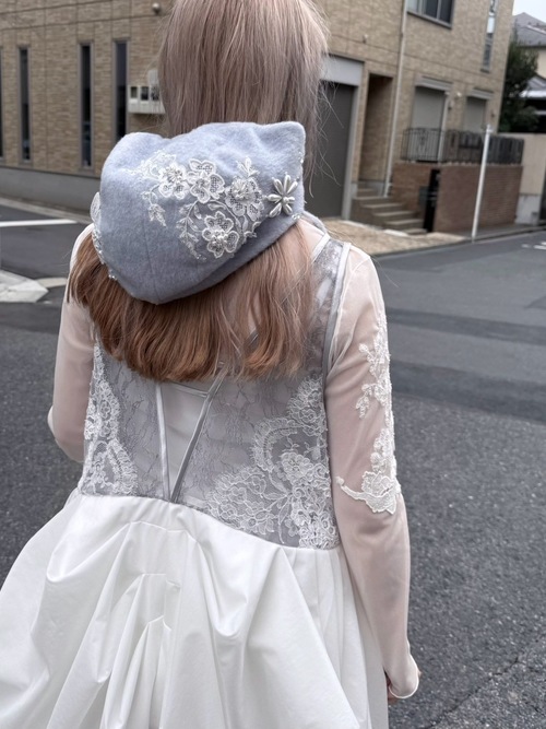 back ribbon nylon dress