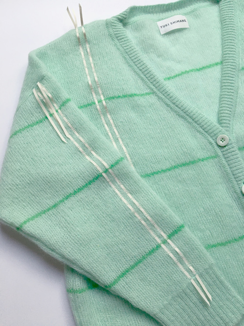 YUKI SHIMANE | Hand stitched Loose-fit Cardigan - MINT