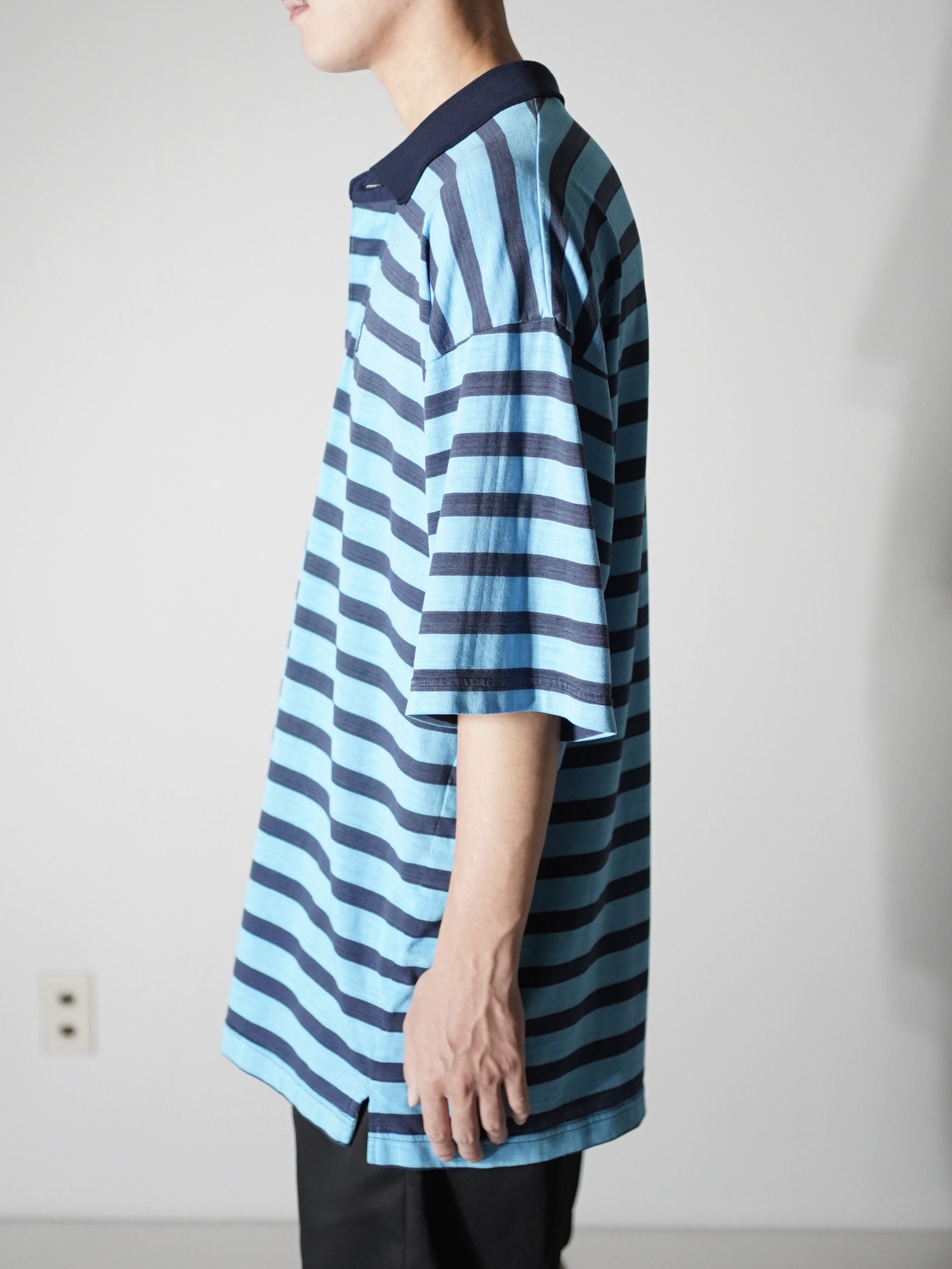 1990's~ BILL BLASS cotton poly 比翼 border polo shirt