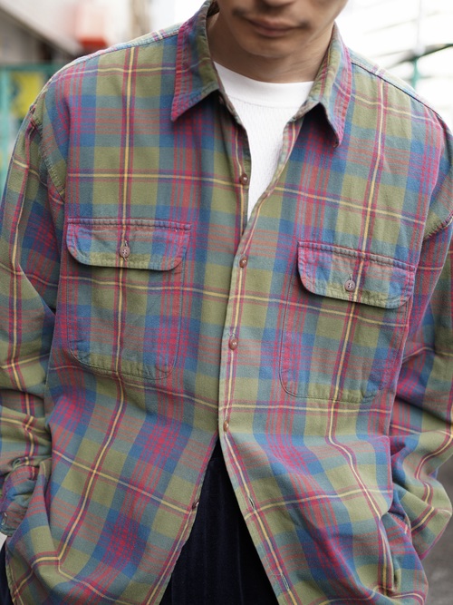 1990's GAP Cotton flannel check shirts/Made in Portugal