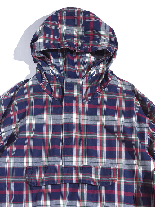 1990s "GAP" cotton check anorak parka -RED/NAVY-