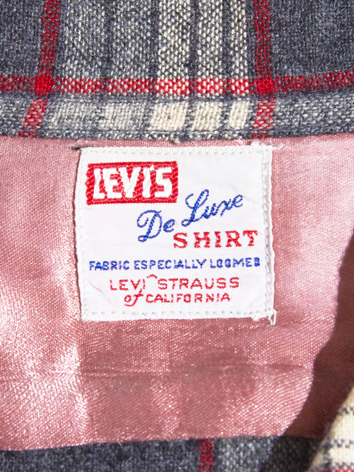 1960s "LEVI'S" italian collar wool check shirt -GREY-