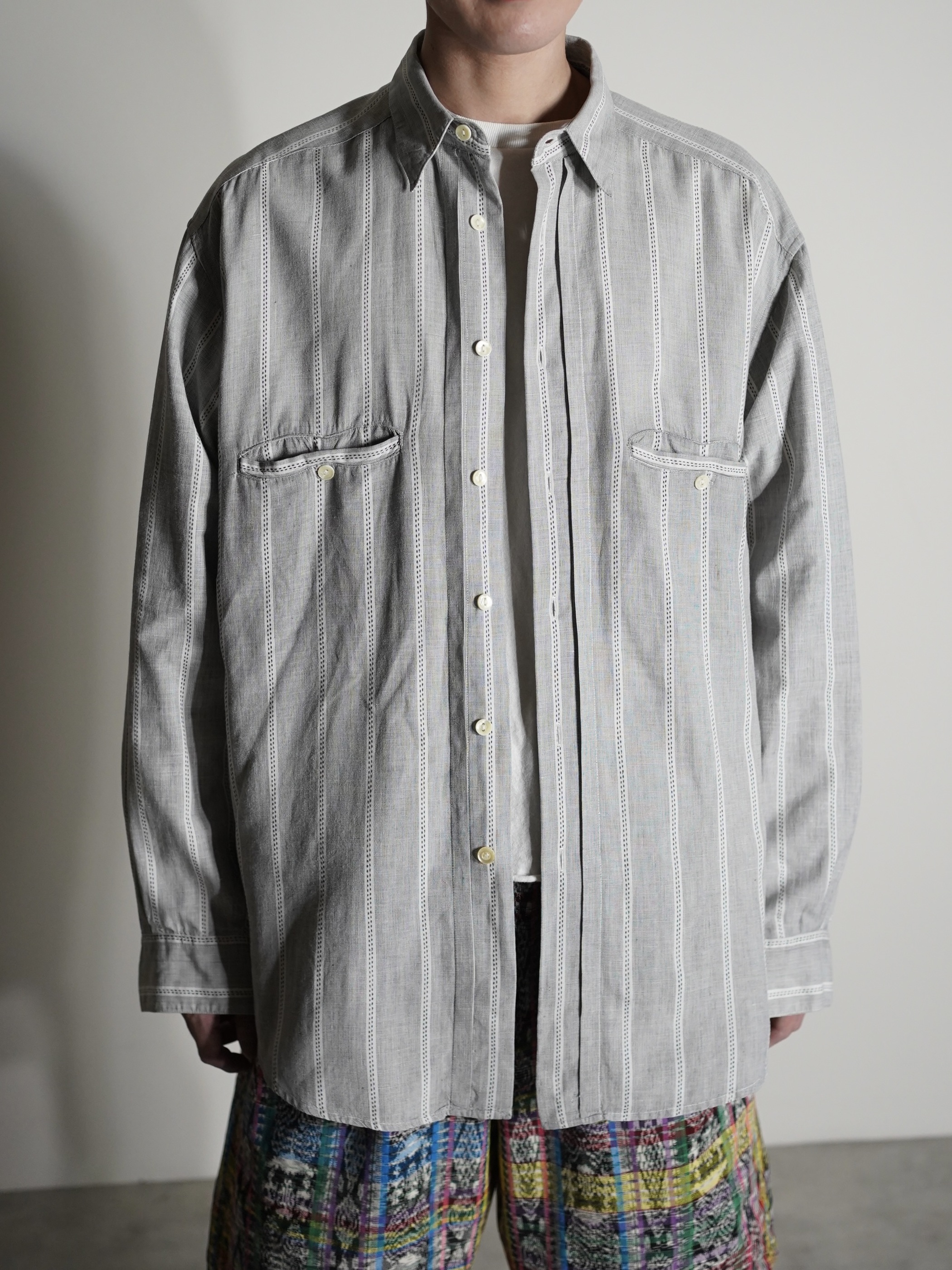 1990's- Levi's Pleats front Cotton Stripe shirt / Made in India