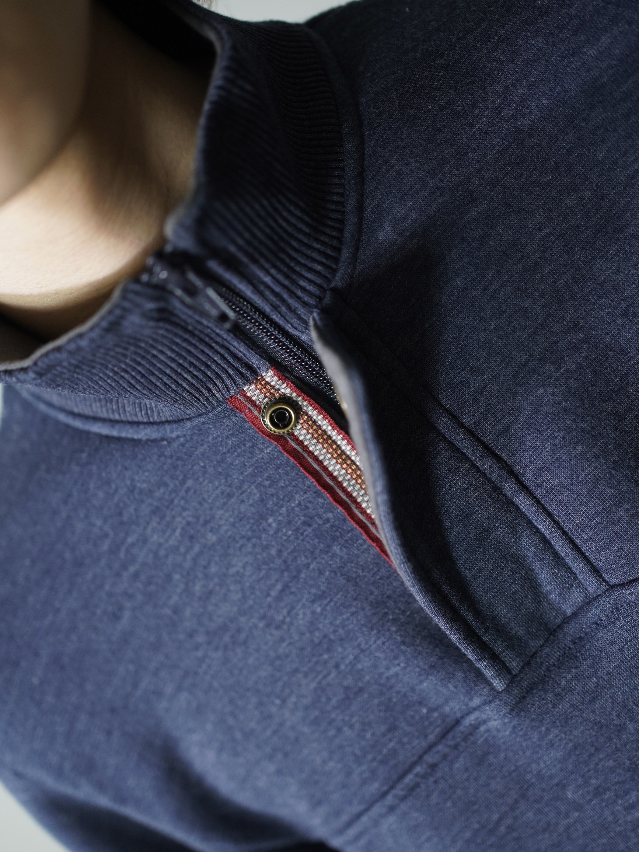 ORIVS Flap half-zip design sweat shirts