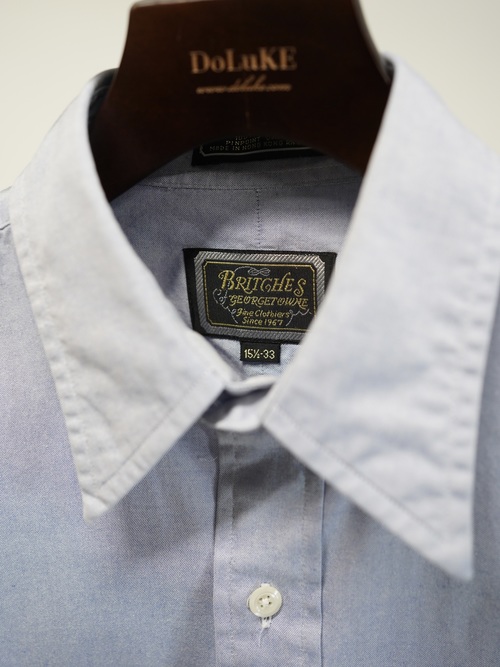 1990's BRITCHES Pinpoint Oxford cotton L/S shirt / Made in Hong Kong