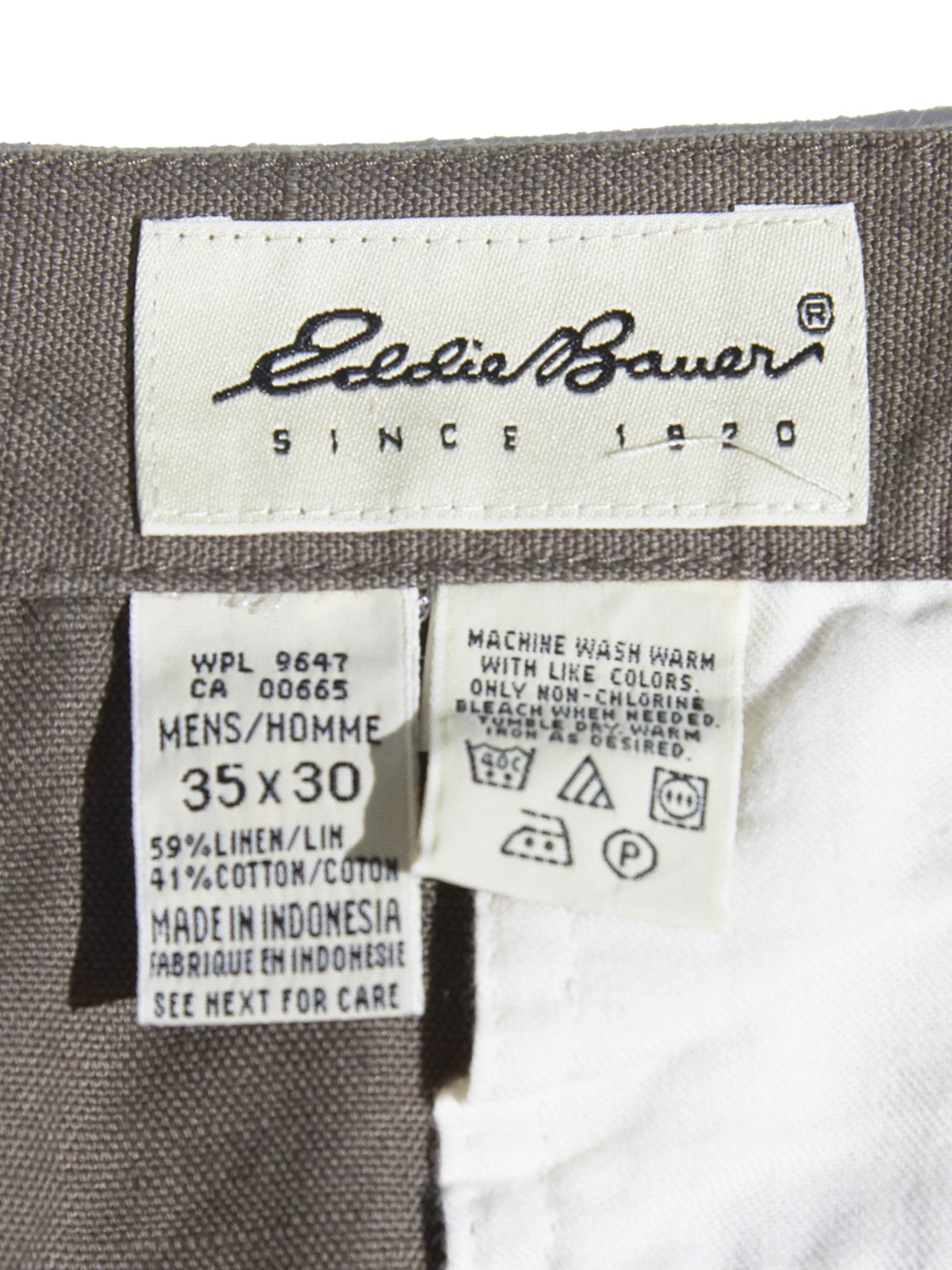 NOS 1990s "Eddie Bauer" cotton / linen tuck pants -KHAKI-
