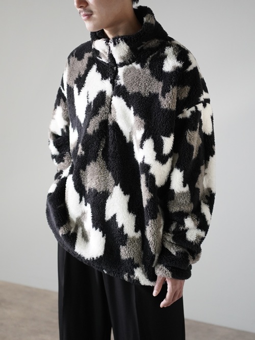 NOS Eddie Bauer monochrome pattern boa fleece half-zip tops