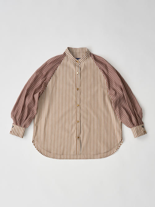 【受注商品】sheer striped blouse・BROWN 【受注商品】sheer striped blouse・BROWN