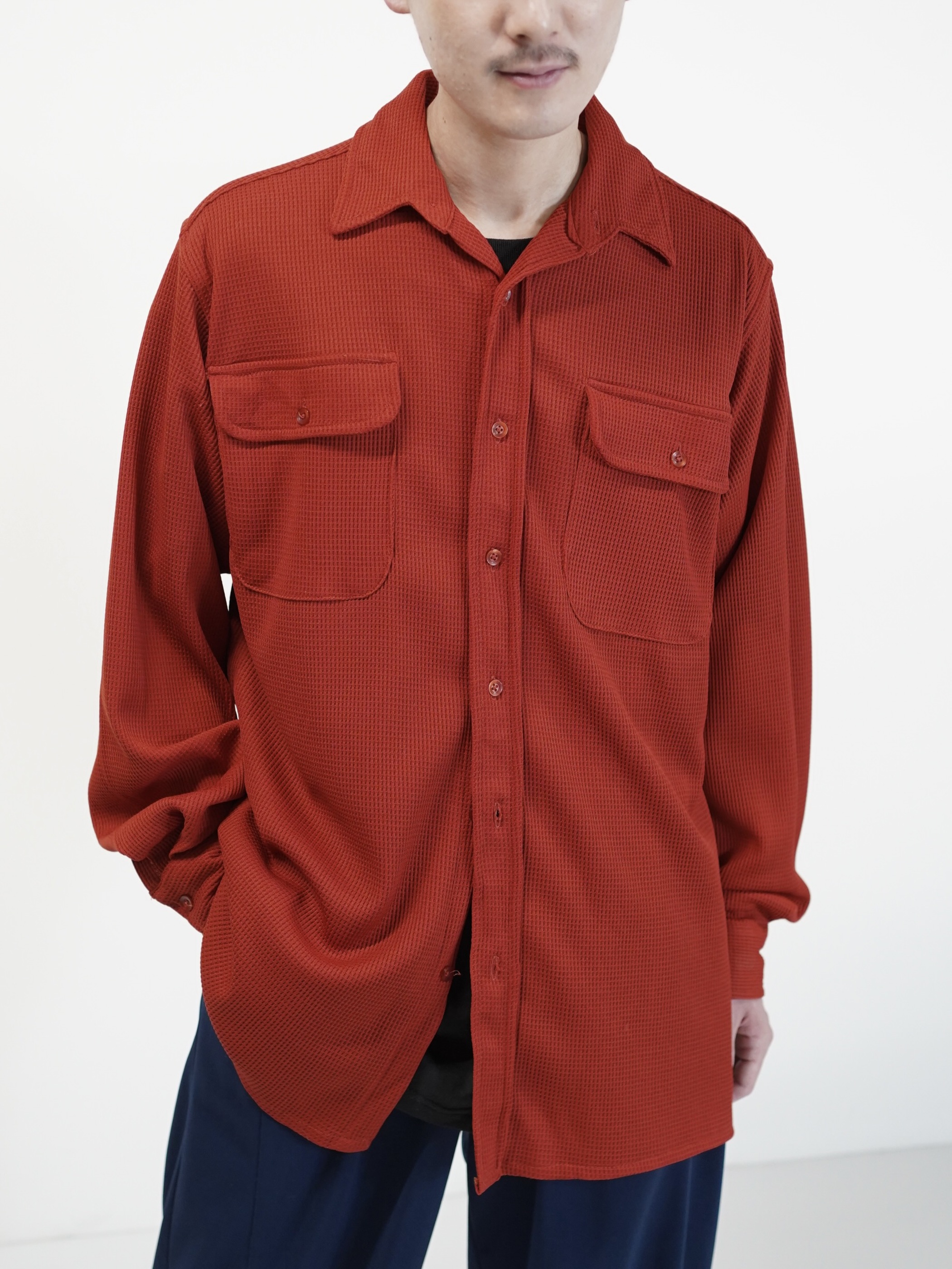 1990's HABAND Poly 100% waffle fabric L/S shirt