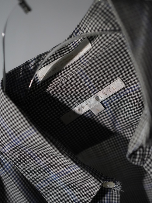 1990's PERRY ELLIS Houndstooth check 100% Rayon L/S shirts/Made in USA