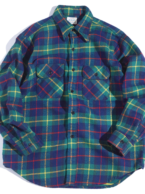 1960s "P.N.H" flannel check shirt -GREEN-