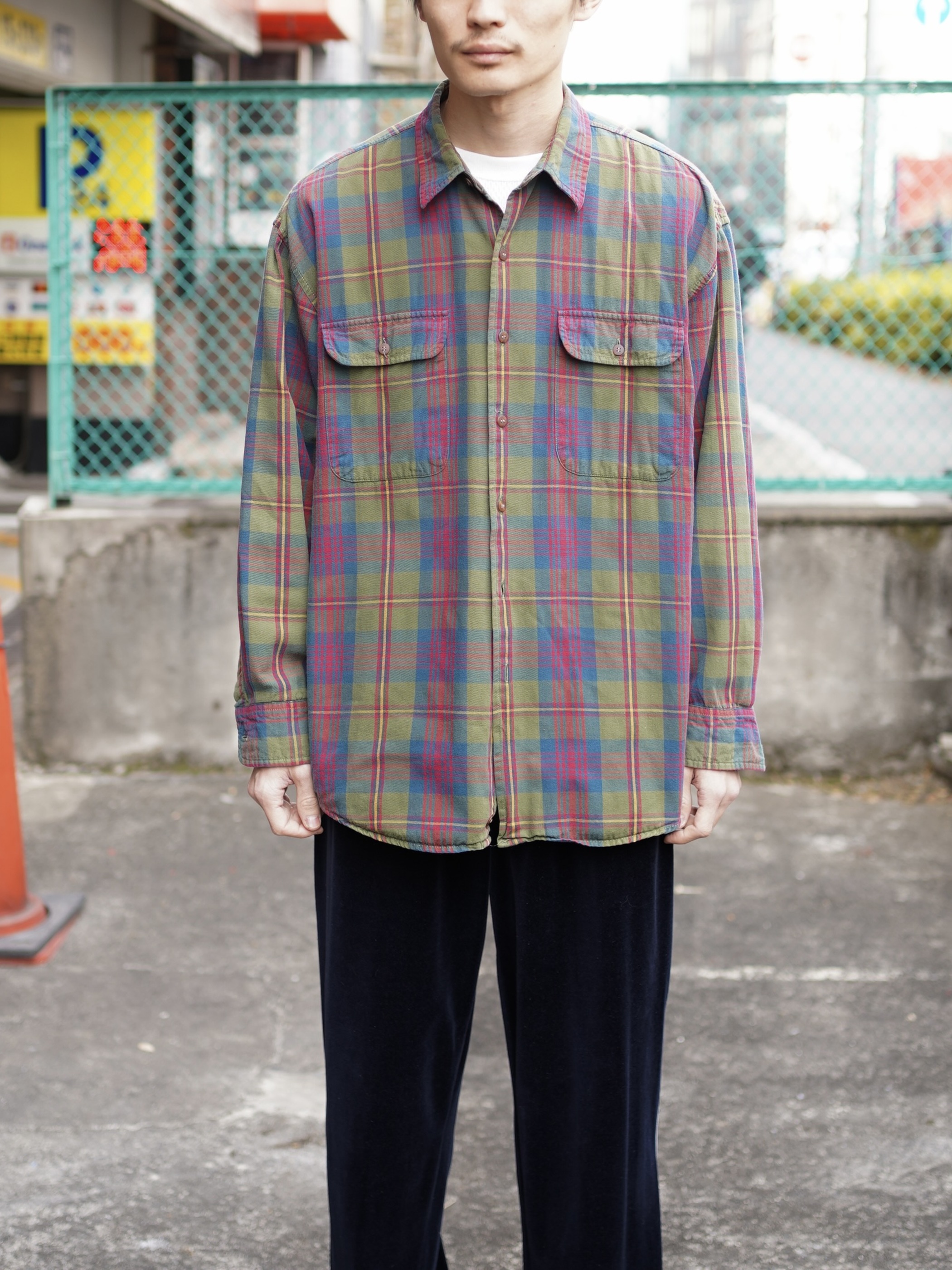 1990's GAP Cotton flannel check shirts/Made in Portugal