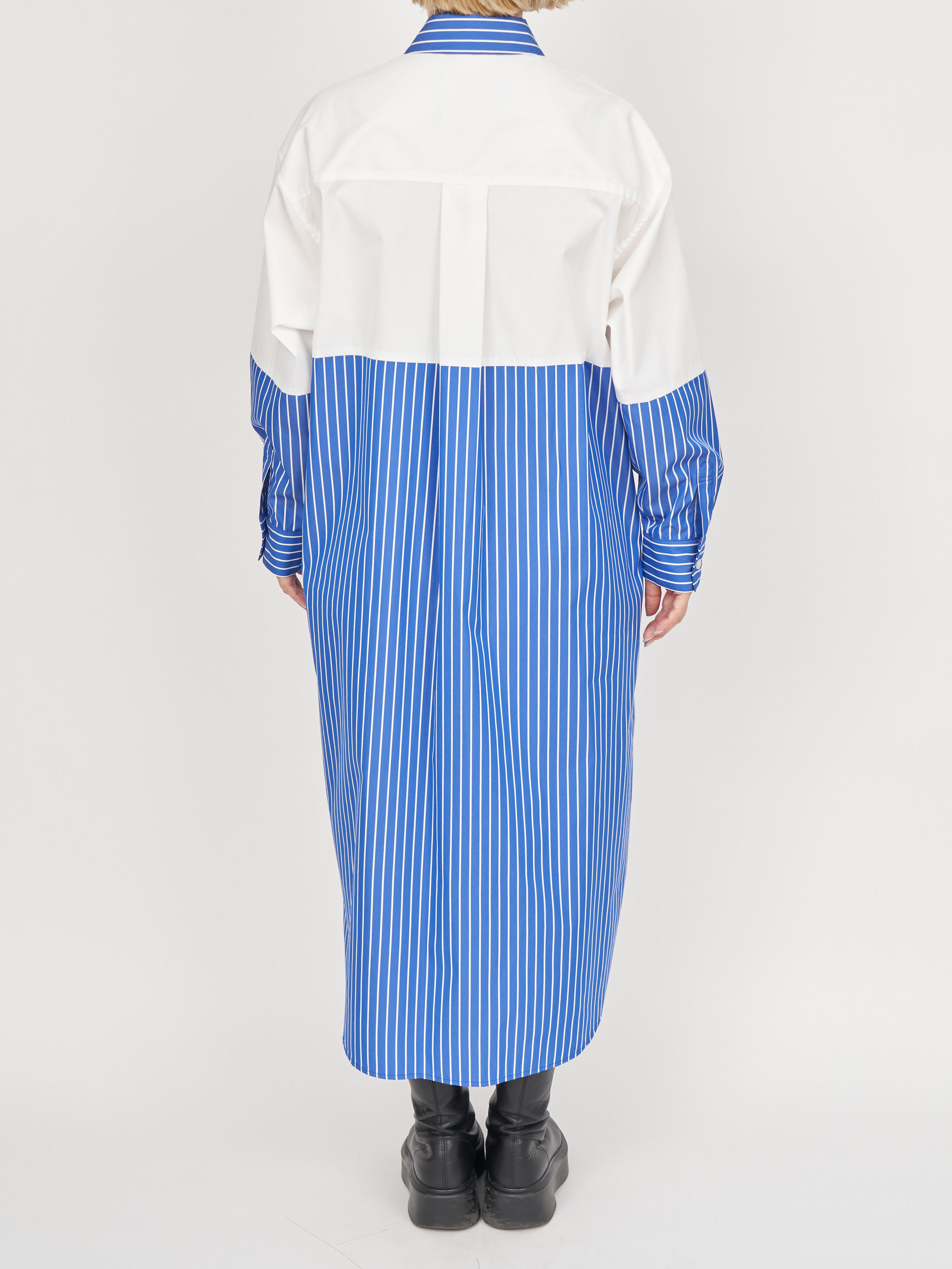 【受注商品】fake round collar shirt dress・WHITE×BLUE