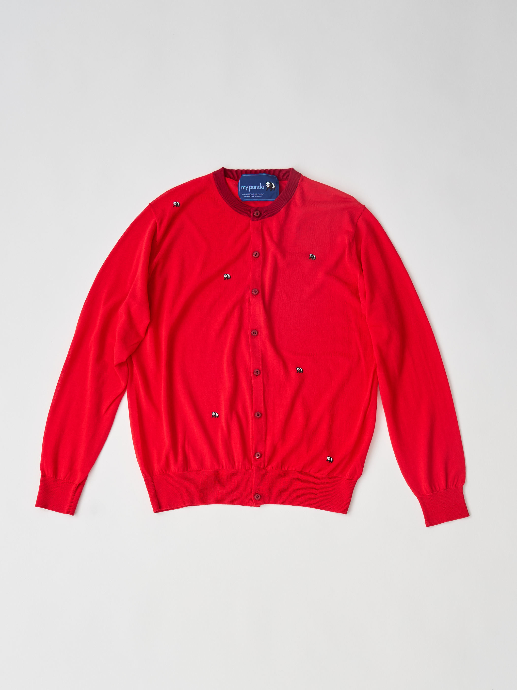 【受注商品】mini pandas summer cardigan・RED×WINE 【受注商品】mini pandas summer cardigan・RED×WINE