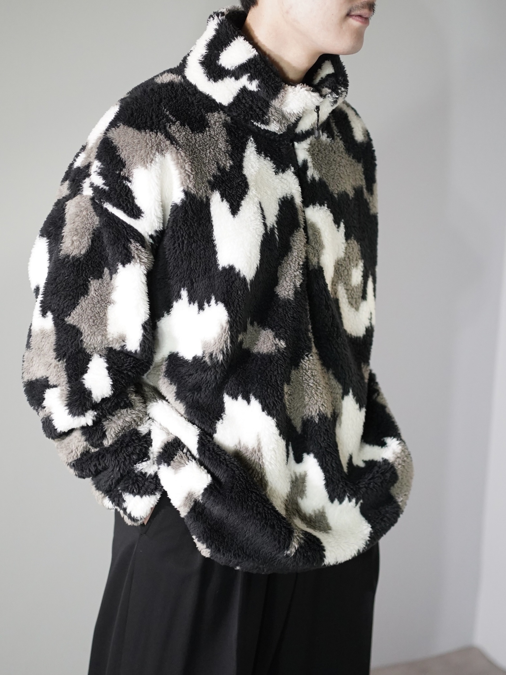 NOS Eddie Bauer monochrome pattern boa fleece half-zip tops