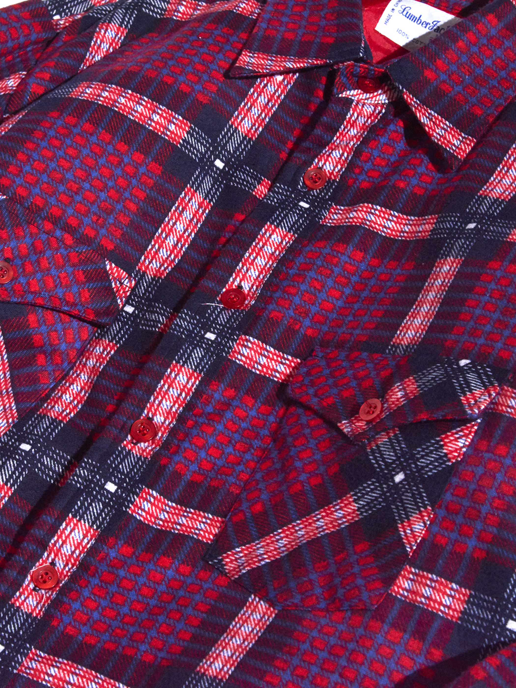 1970s "Lumber Jack" padding print flannel shirt -RED- <SALE¥10000→¥8000>