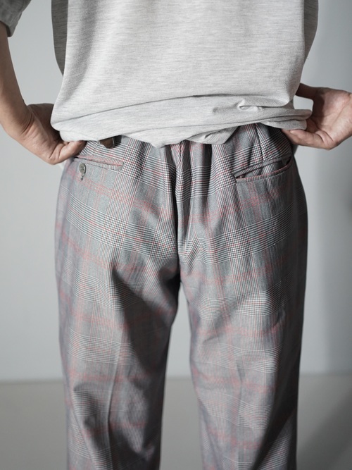1970's~ Glen check boot cut poly dress pants