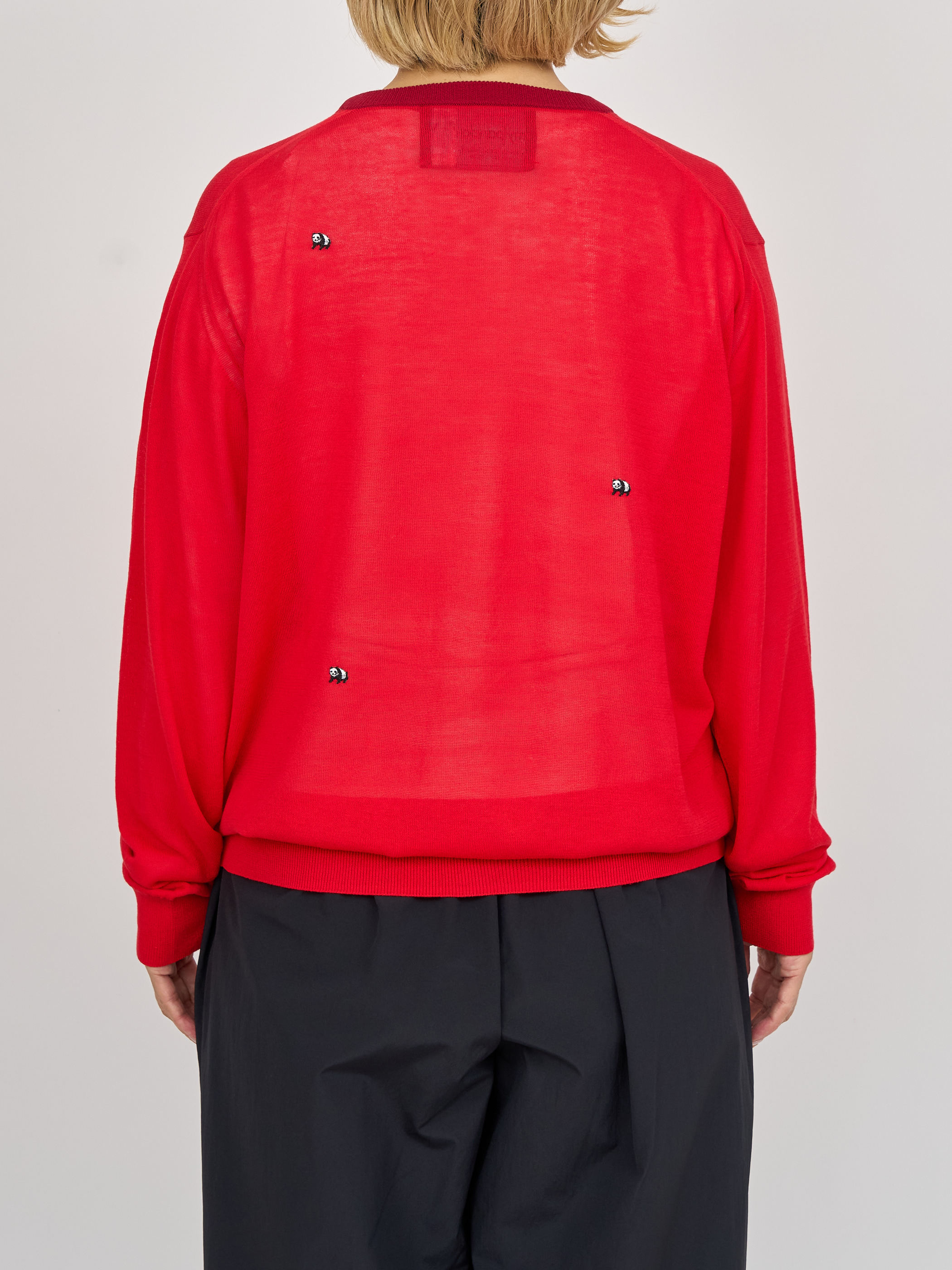 【受注商品】mini pandas summer cardigan・RED×WINE 【受注商品】mini pandas summer cardigan・RED×WINE