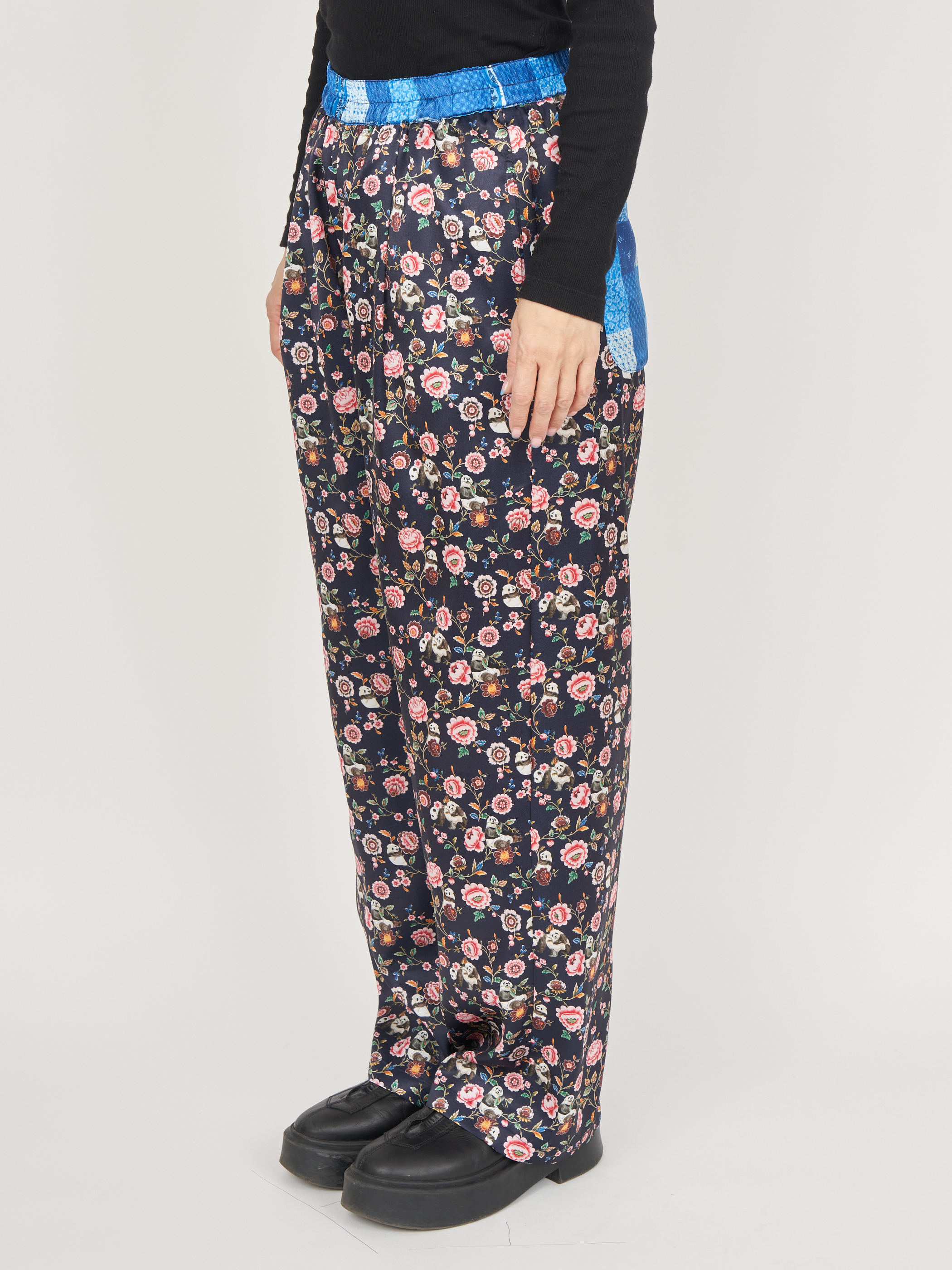 【受注商品】panda printed pajama pants・NAVY×BLUE