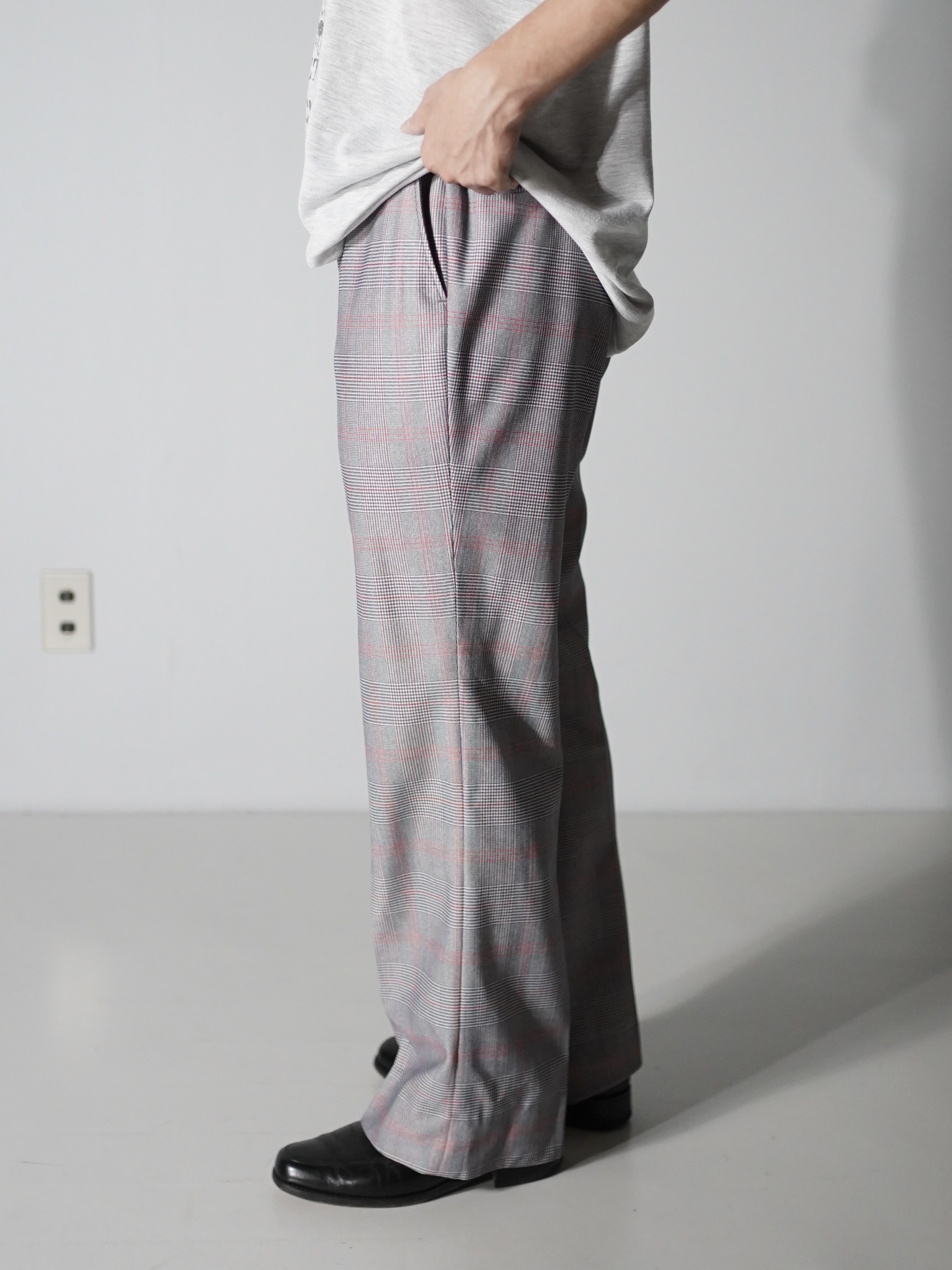 1970's~ Glen check boot cut poly dress pants
