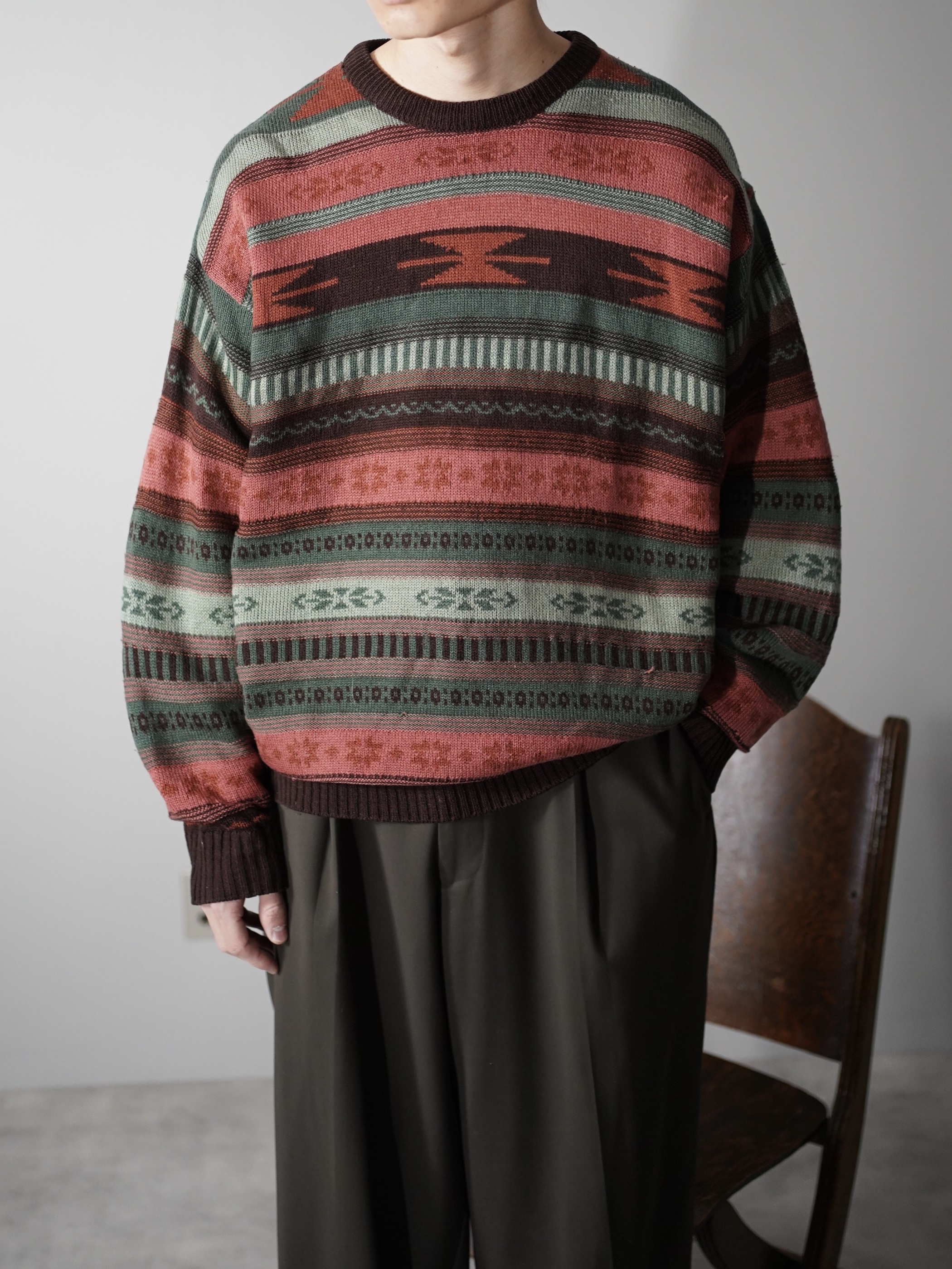Europa vintage CELIO Acryl native pattern sweater 